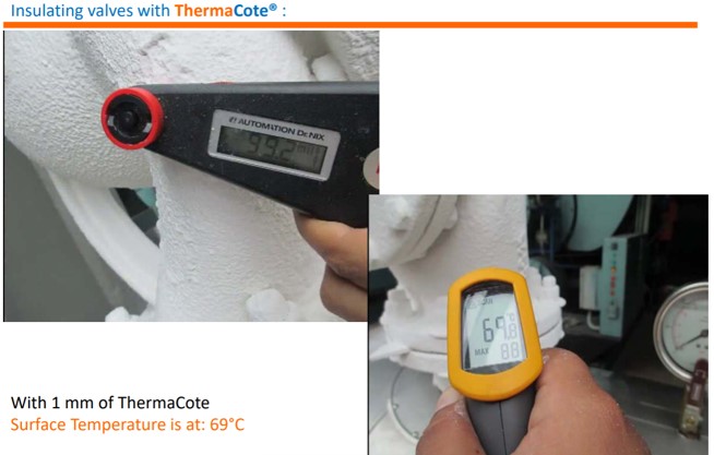 Image showing infra-red thermometers measuring the surface temperature of surface with ThermaCote applied
