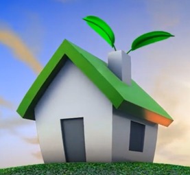 Graphical drawing of a green and environmentally friendly small house